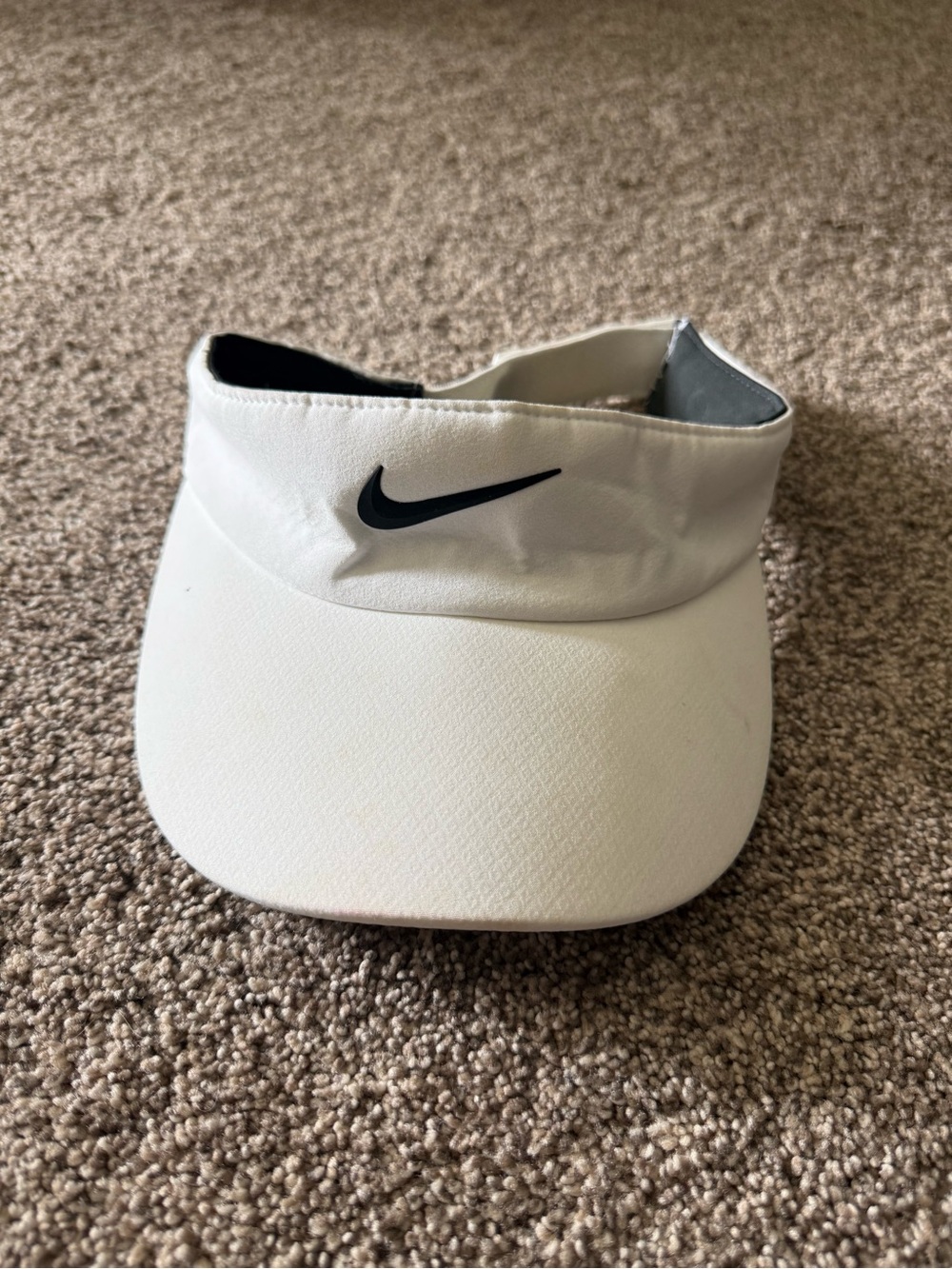 Nike White Visor with Black Swoosh Accent